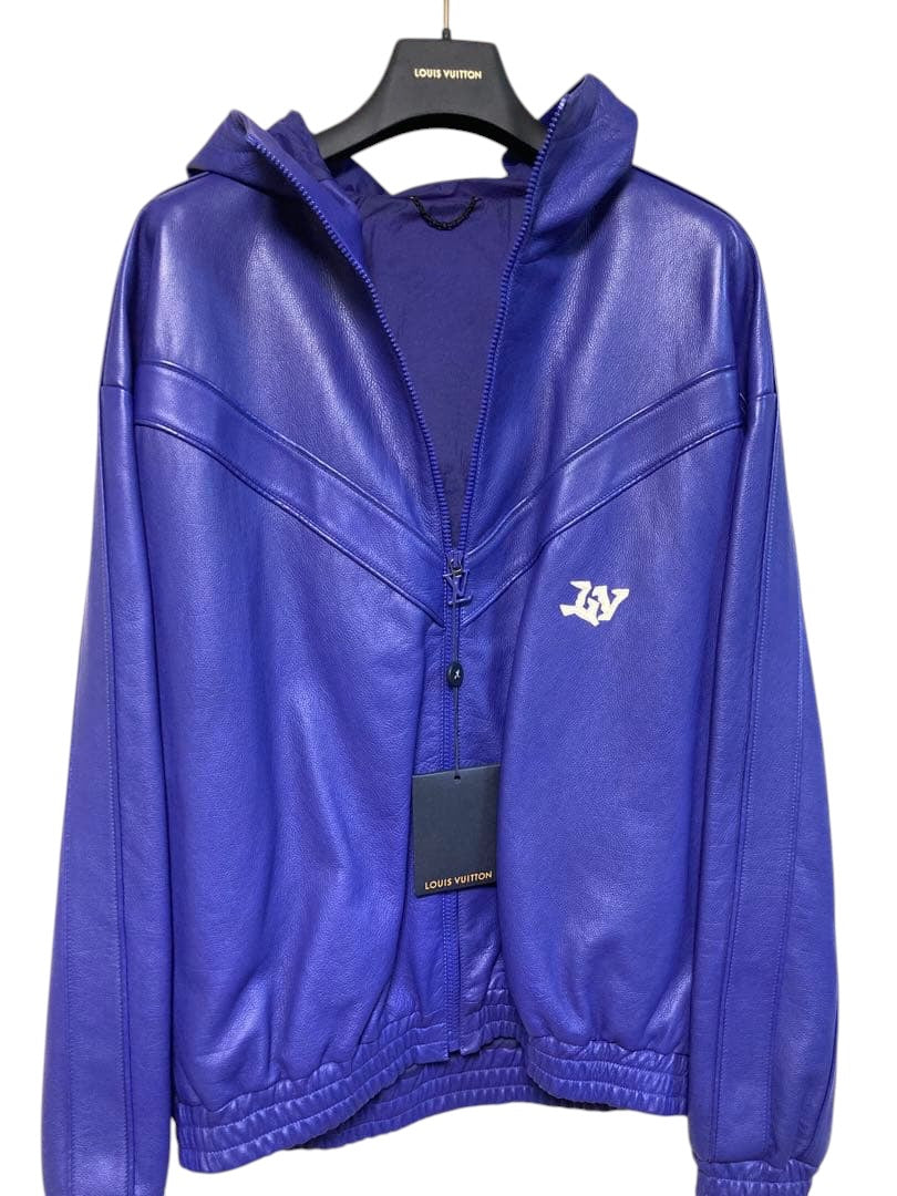 NWT  Louis Vuitton VUITTON Leather Jacket Blouson Hoodie parka