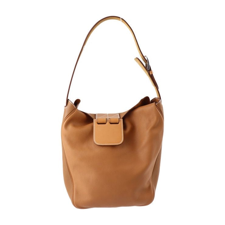 HERMÈS Villevorde 24 Shoulder Bag Veau Swift Taurillon Clémence Gold Brown Silver Hardware X Stamp