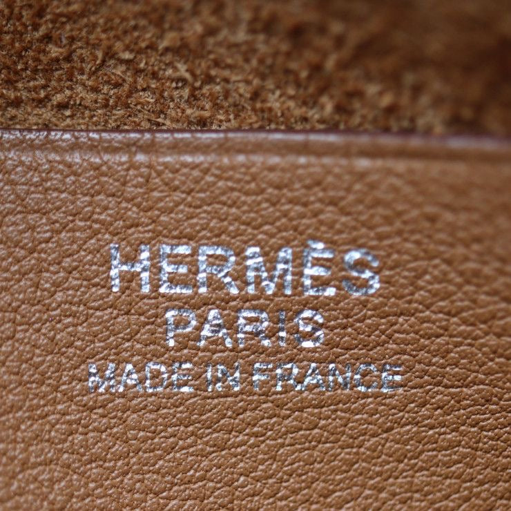 HERMÈS Villevorde 24 Shoulder Bag Veau Swift Taurillon Clémence Gold Brown Silver Hardware X Stamp