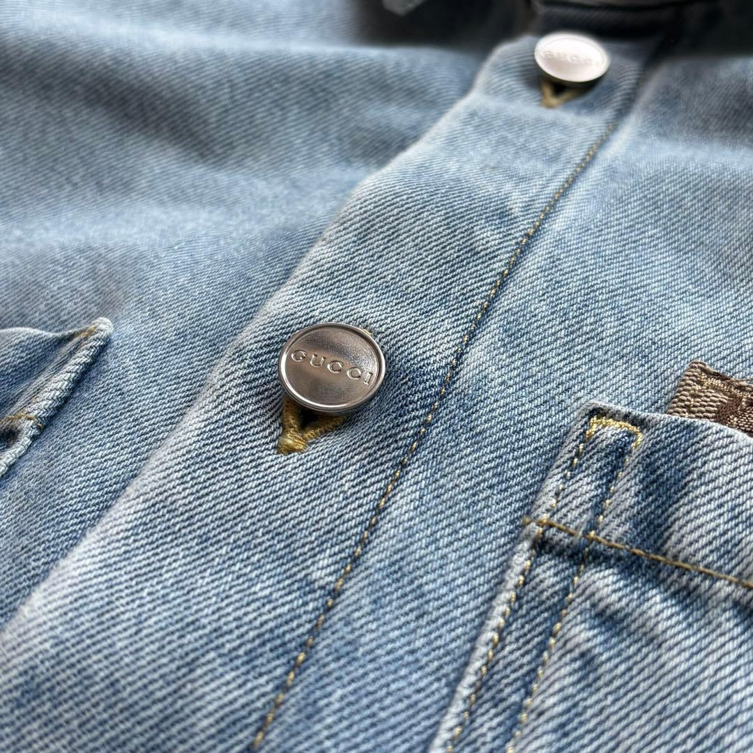 GUCCI GG Pattern Denim Shirt Jacket & Jeans Pants Setup　Jacket 46 / Jeans 32