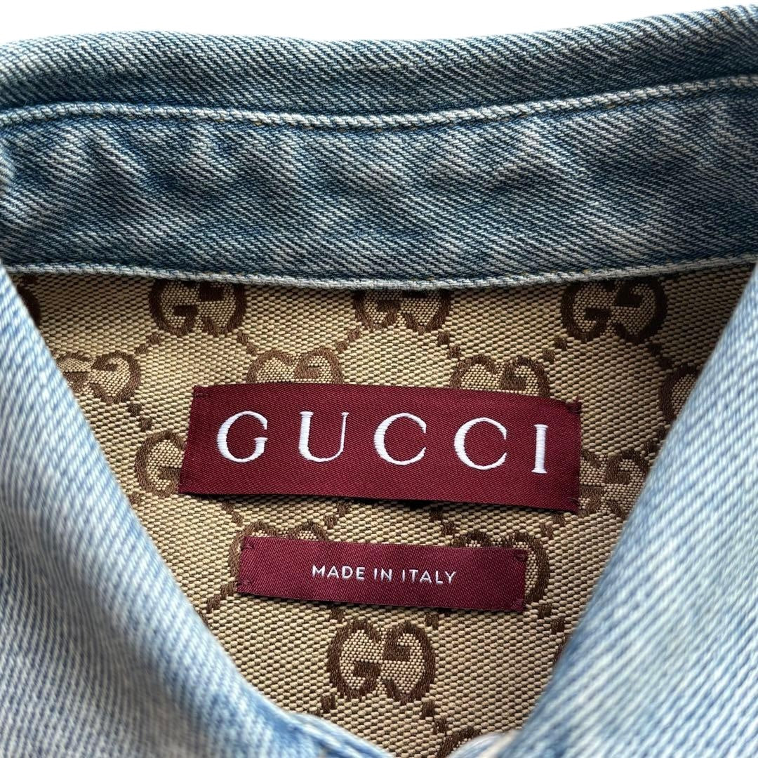 GUCCI GG Pattern Denim Shirt Jacket & Jeans Pants Setup　Jacket 46 / Jeans 32