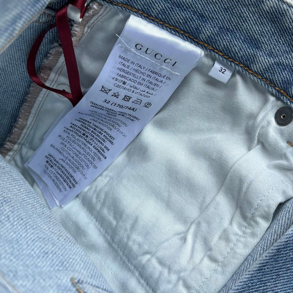 GUCCI GG Pattern Denim Shirt Jacket & Jeans Pants Setup　Jacket 46 / Jeans 32