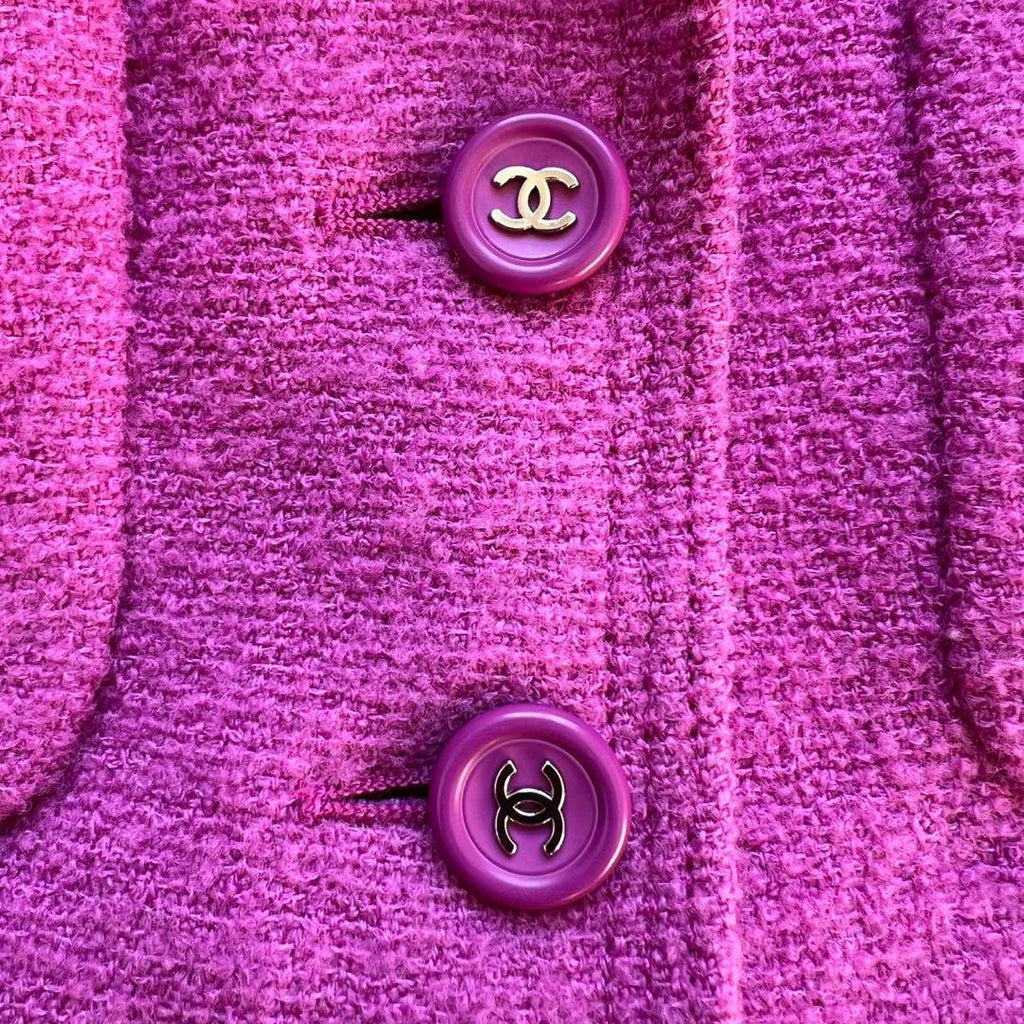 Legendary CHANEL 1996 Vintage Tweed Cropped Jacket with CC Logo Buttons