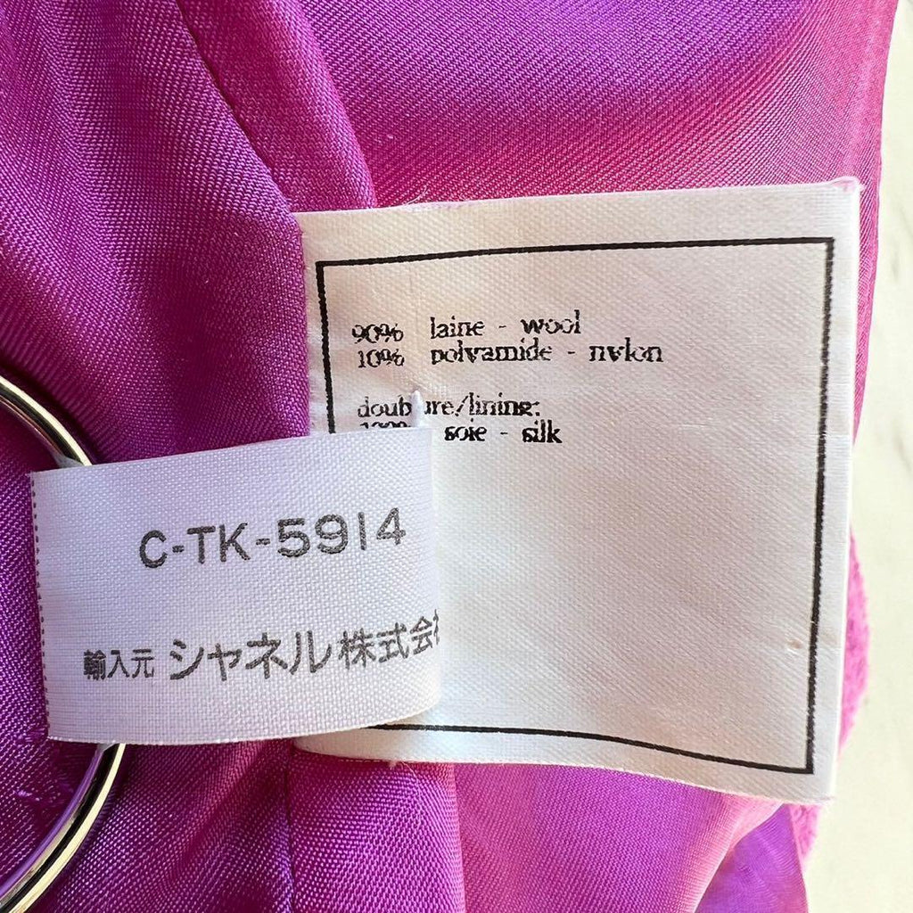 Legendary CHANEL 1996 Vintage Tweed Cropped Jacket with CC Logo Buttons