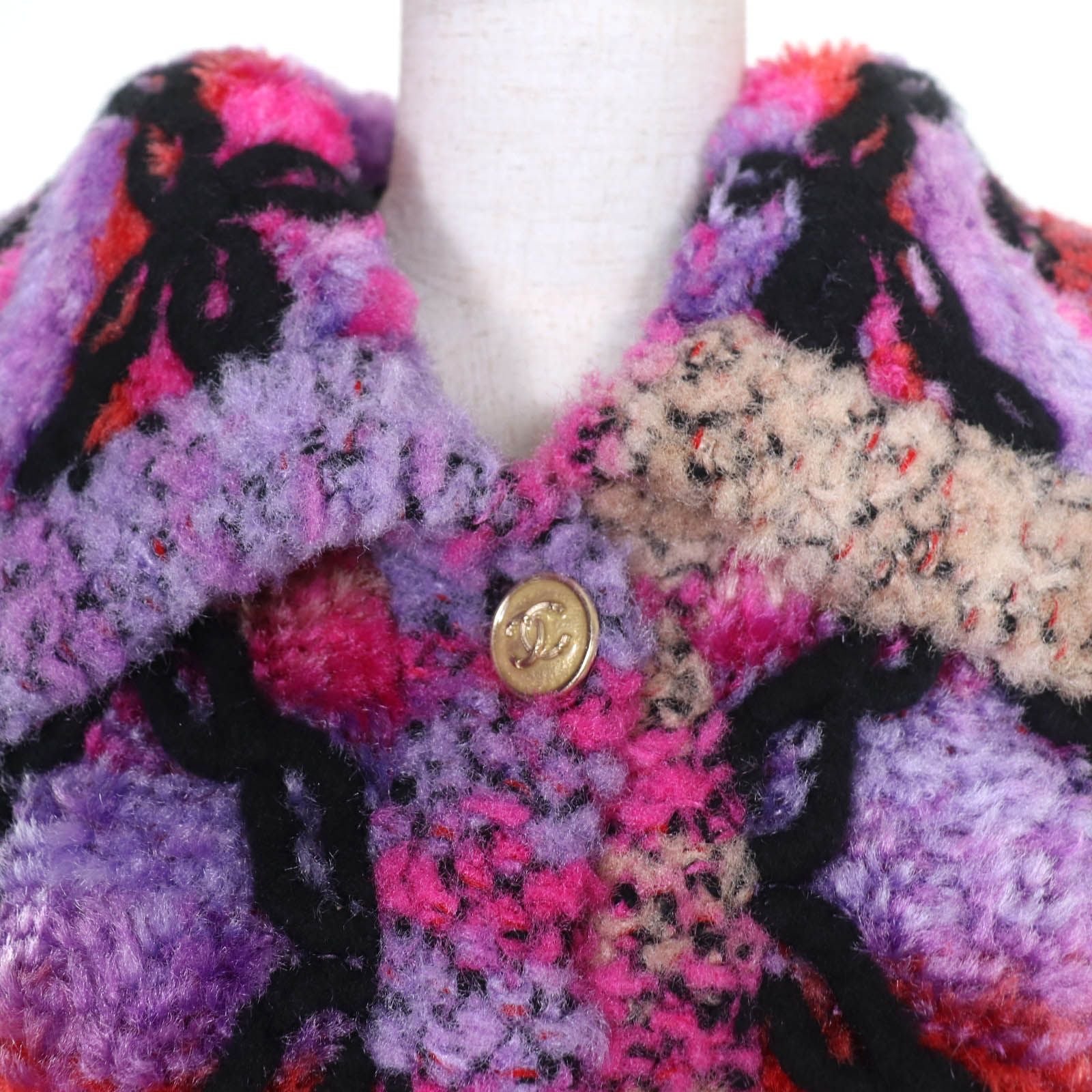 NWT CHANEL 20AW COCONEIGE Cashmere & Silk Coco Mark Button Coat – Multicolor Size 40