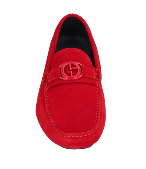 Giorgio Armani Loafers Moccasins Slip-on Driving Shoes — Suede Red