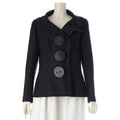 CHANEL 02A Big Button Logo Tailored Jacket P19910 Black Size 42
