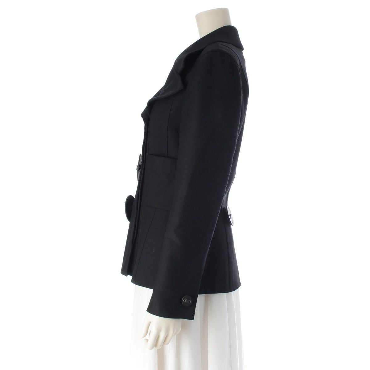 CHANEL 02A Big Button Logo Tailored Jacket P19910 Black Size 42