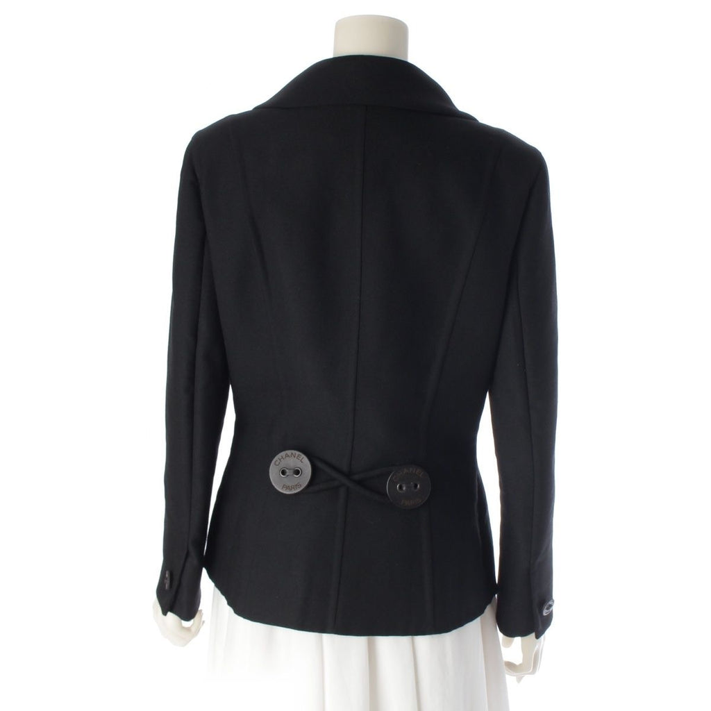 CHANEL 02A Big Button Logo Tailored Jacket P19910 Black Size 42
