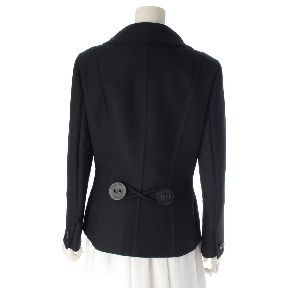 CHANEL 02A Big Button Logo Tailored Jacket P19910 Black Size 42
