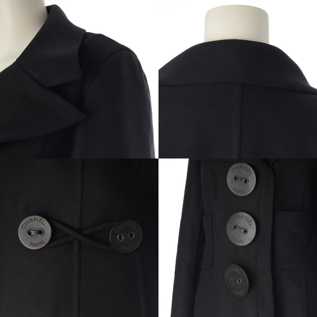 CHANEL 02A Big Button Logo Tailored Jacket P19910 Black Size 42