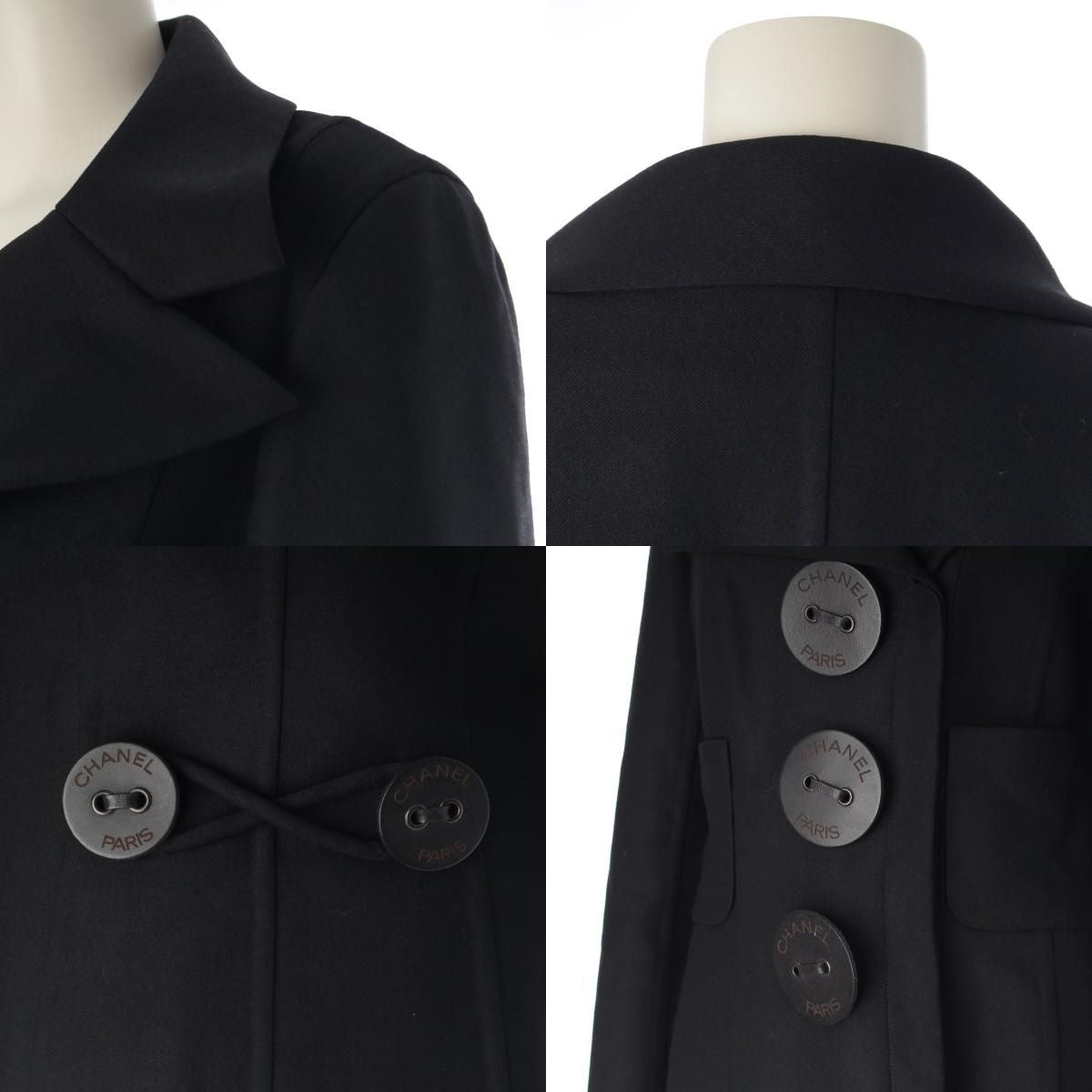 CHANEL 02A Big Button Logo Tailored Jacket P19910 Black Size 42