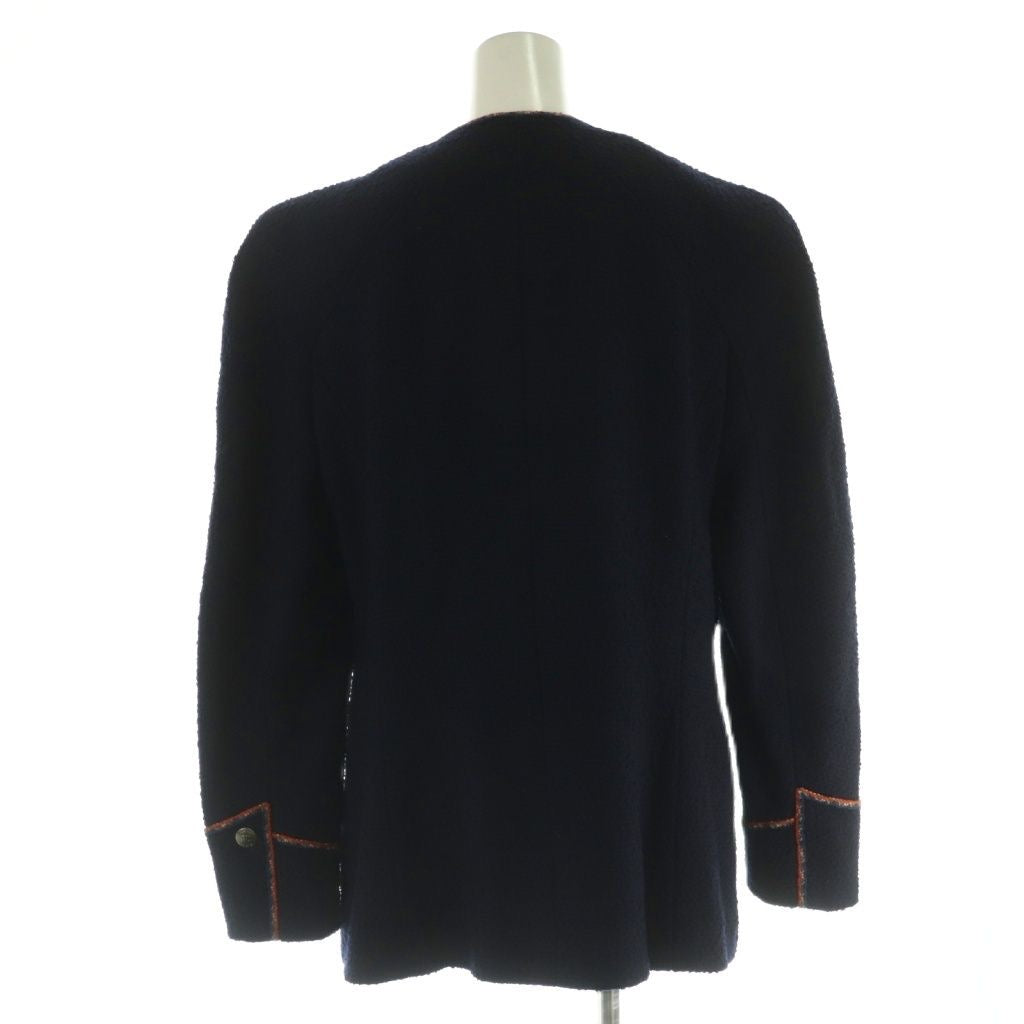 CHANEL 97A Setup Jacket & Skirt Tweed Collarless Zip Navy Size 44 P09711V05945