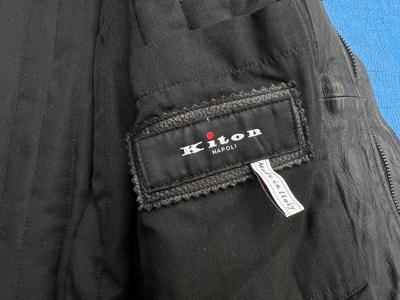 Kiton Leather Jacket  Blouson — Black Size 48