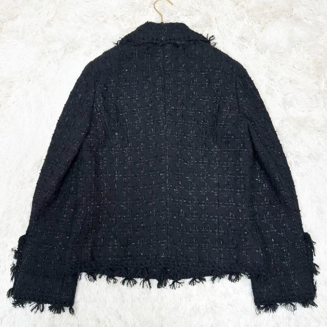 CHANEL Lame Tweed Setup Suit Camellia Button Black