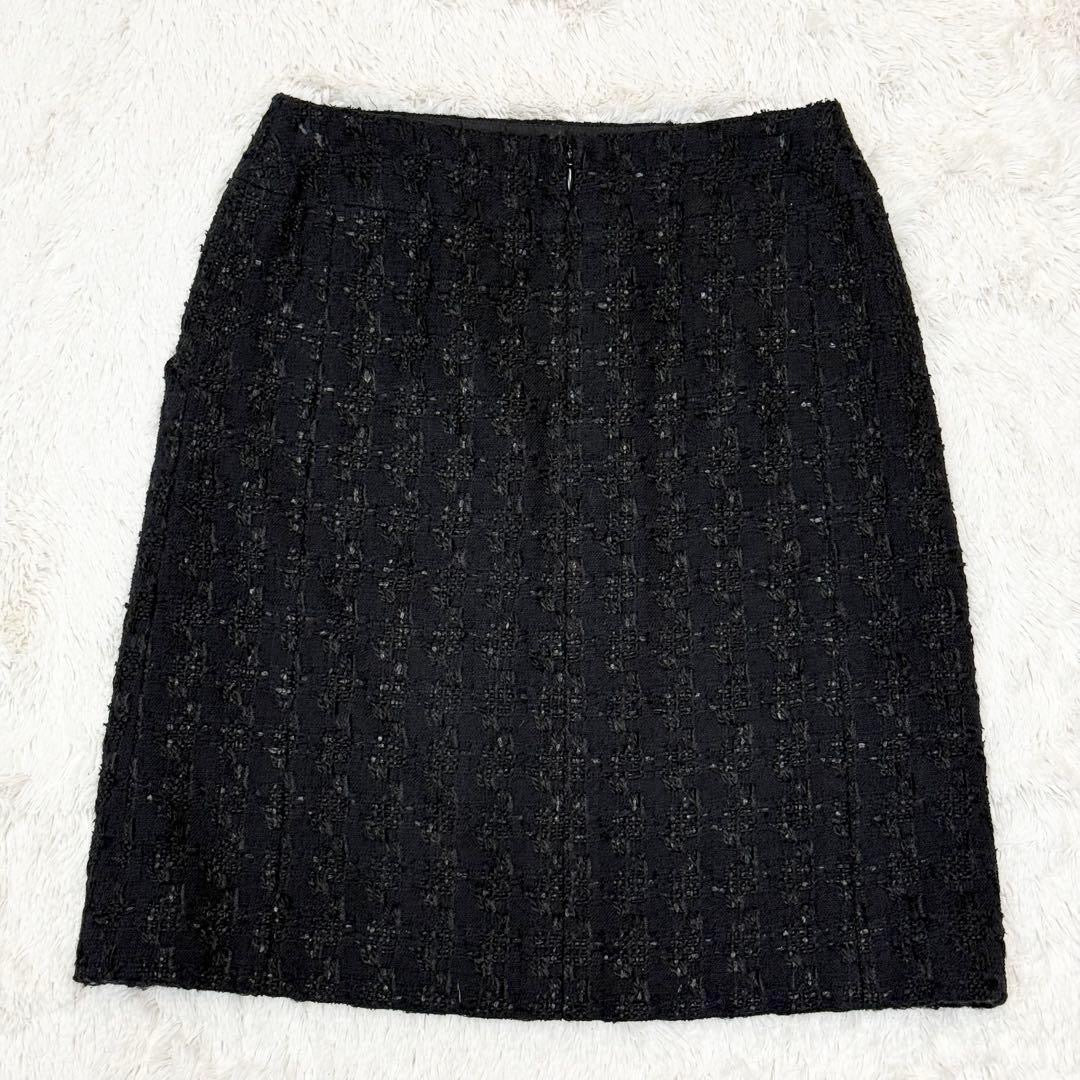 CHANEL Lame Tweed Setup Suit Camellia Button Black