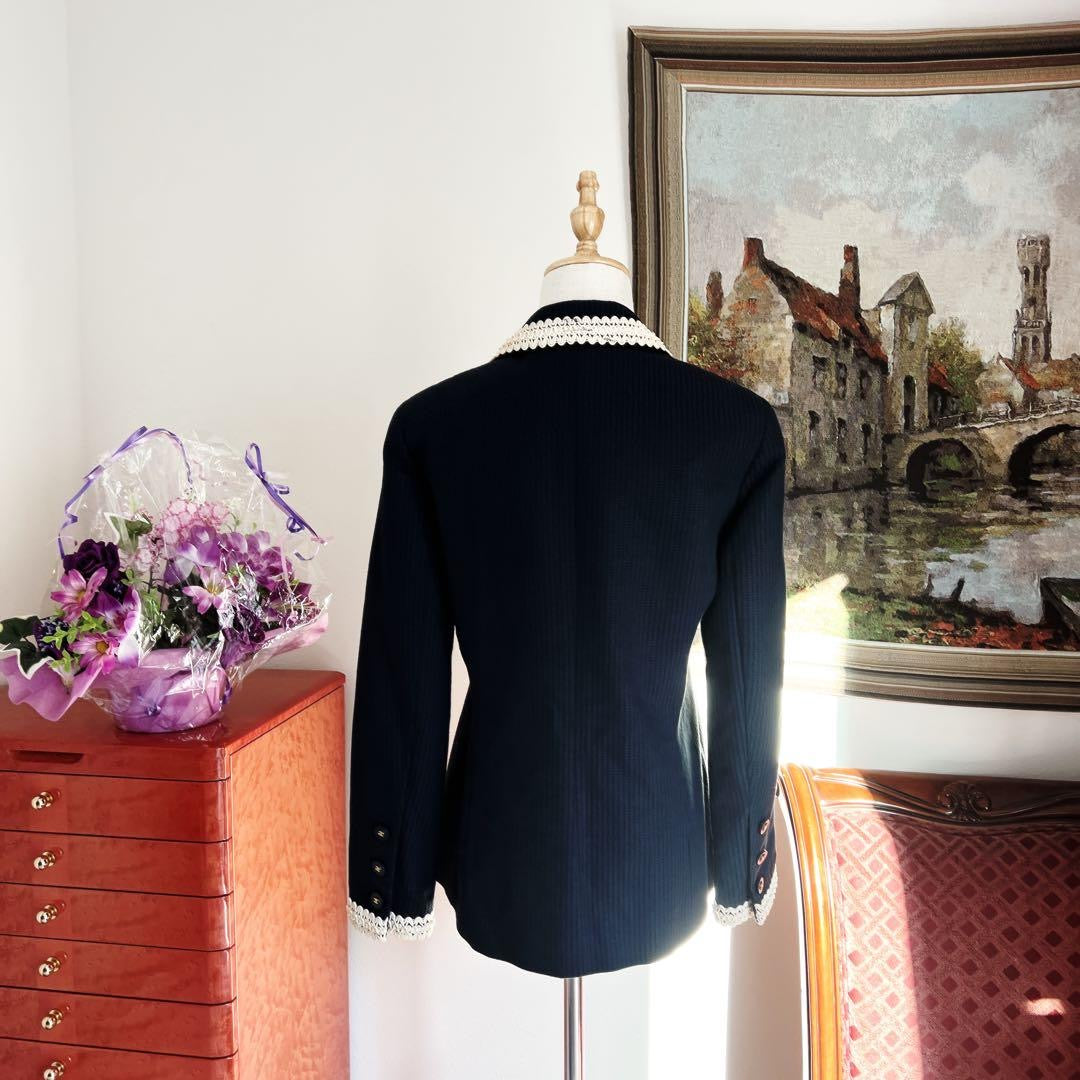 CHANEL Vintage CC Logo Piping Jacket Size 38 — Excellent Condition