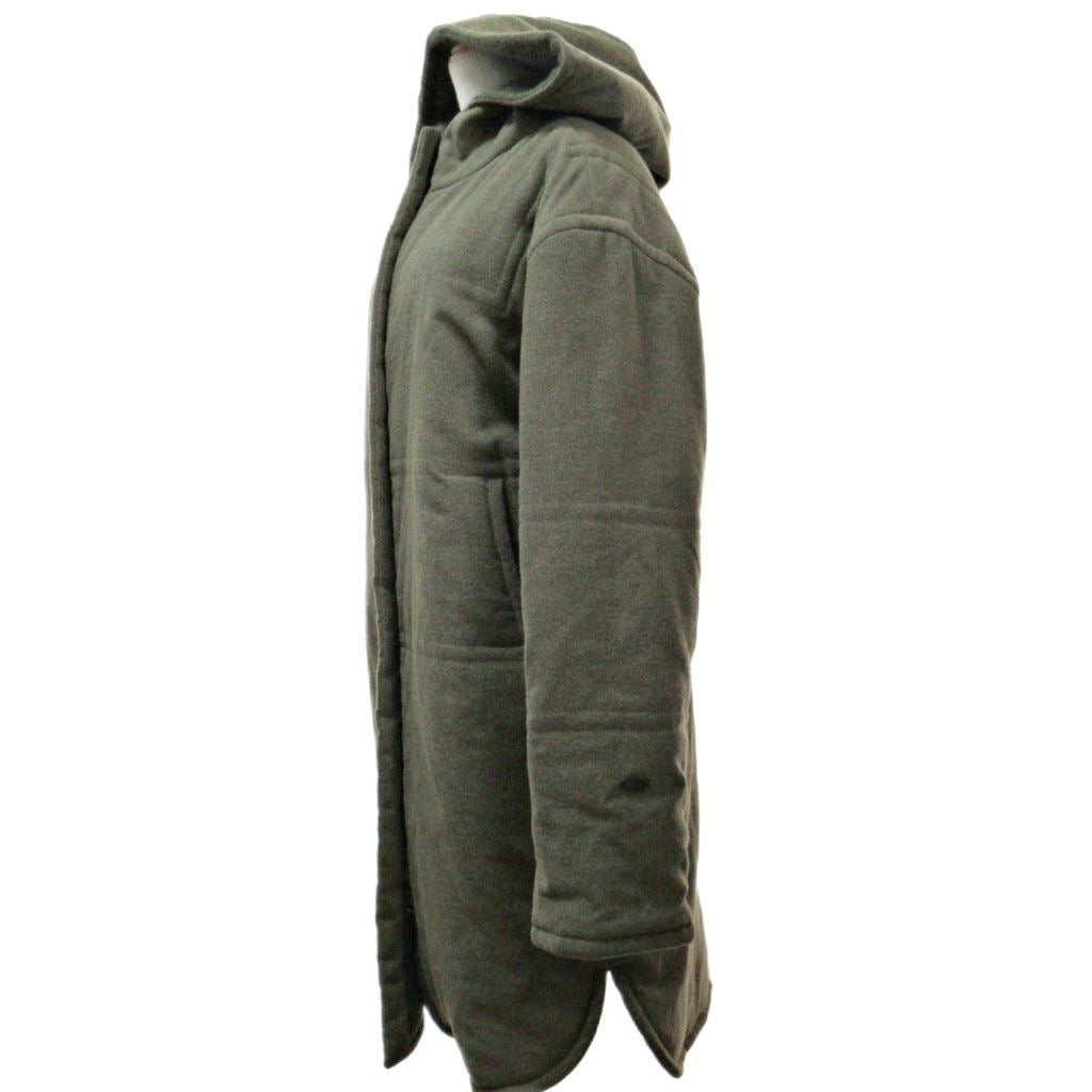 CHANEL 99A Mohair Wool Hooded Down Coat P13881 Khaki Size 38