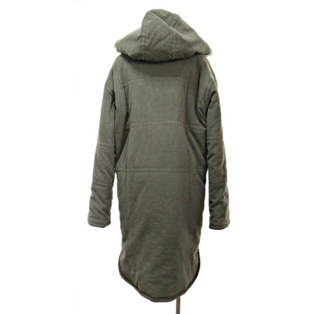 CHANEL 99A Mohair Wool Hooded Down Coat P13881 Khaki Size 38