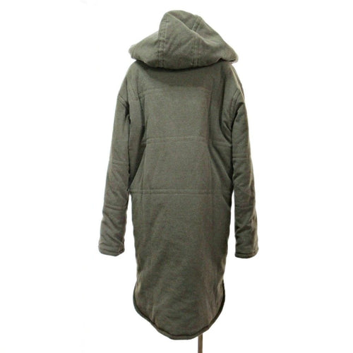 CHANEL 99A Mohair Wool Hooded Down Coat P13881 Khaki Size 38