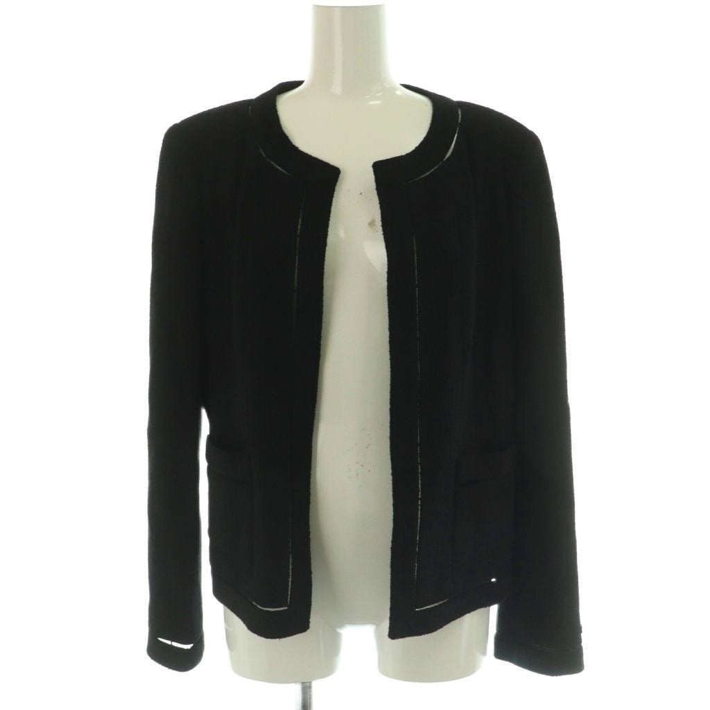 CHANEL Collarless Wool Jacket Black Size 40