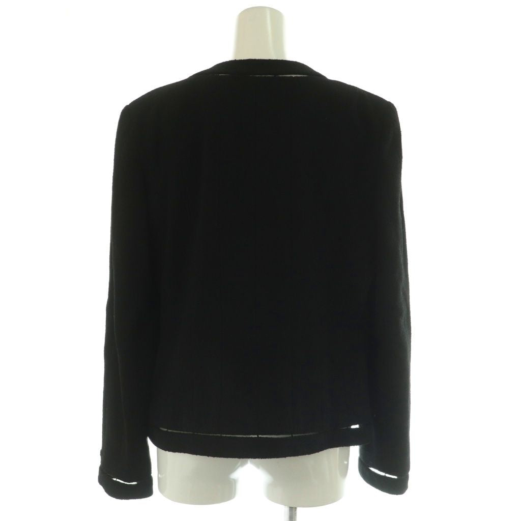 CHANEL Collarless Wool Jacket Black Size 40