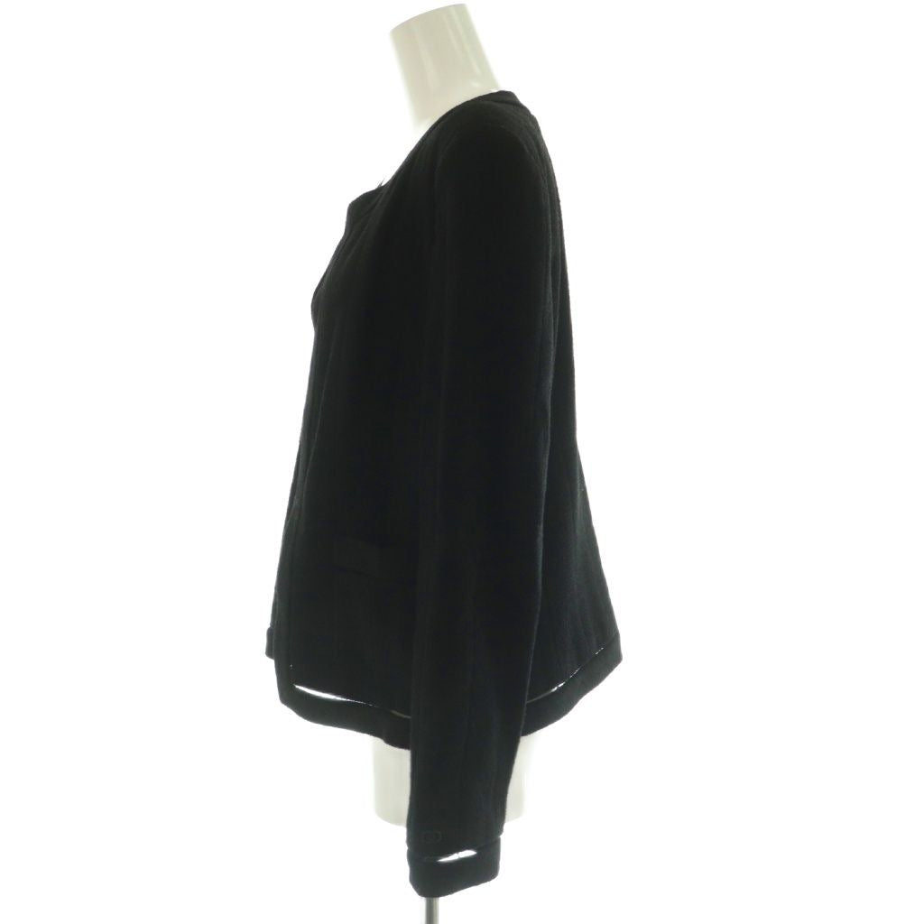 CHANEL Collarless Wool Jacket Black Size 40