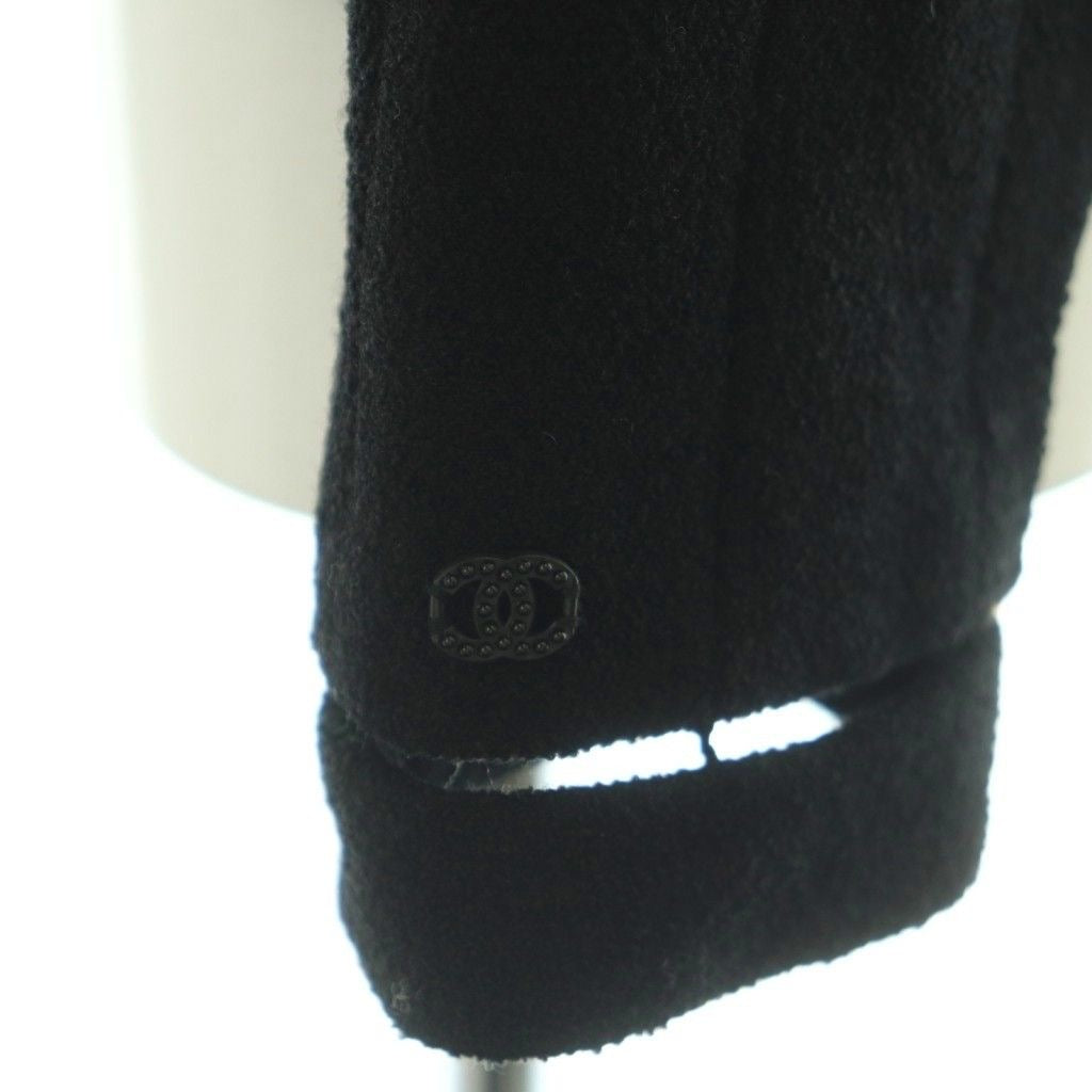 CHANEL Collarless Wool Jacket Black Size 40