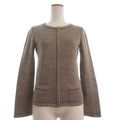 CHANEL Knit Collarless Jacket Silk Cashmere Blend Beige Size 36