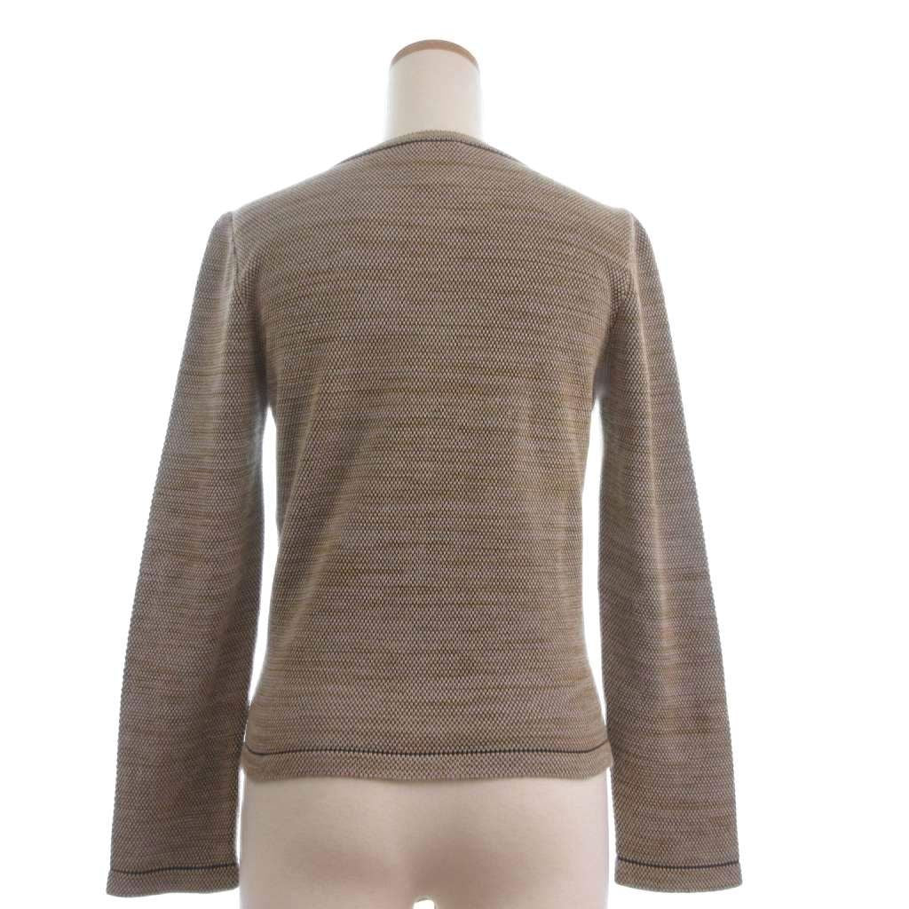CHANEL Knit Collarless Jacket Silk Cashmere Blend Beige Size 36