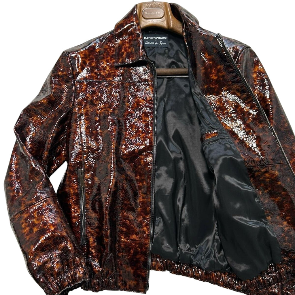 EMPORIO ARMANI Limited Calf Leather Jacket All-Over Pattern Size M