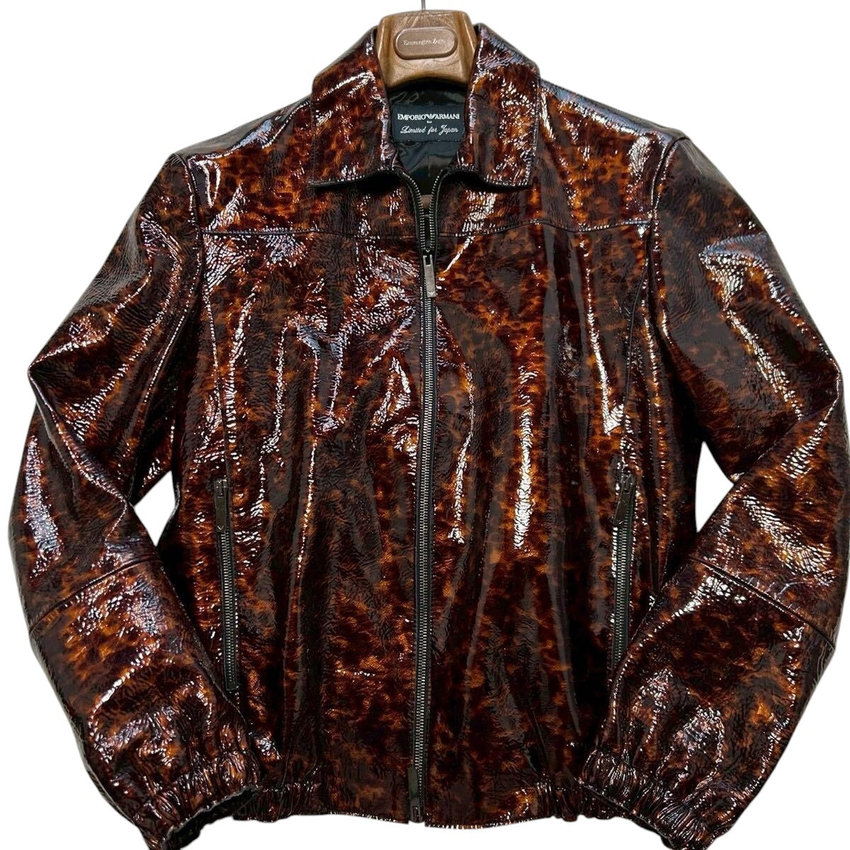 EMPORIO ARMANI Limited Calf Leather Jacket All-Over Pattern Size M