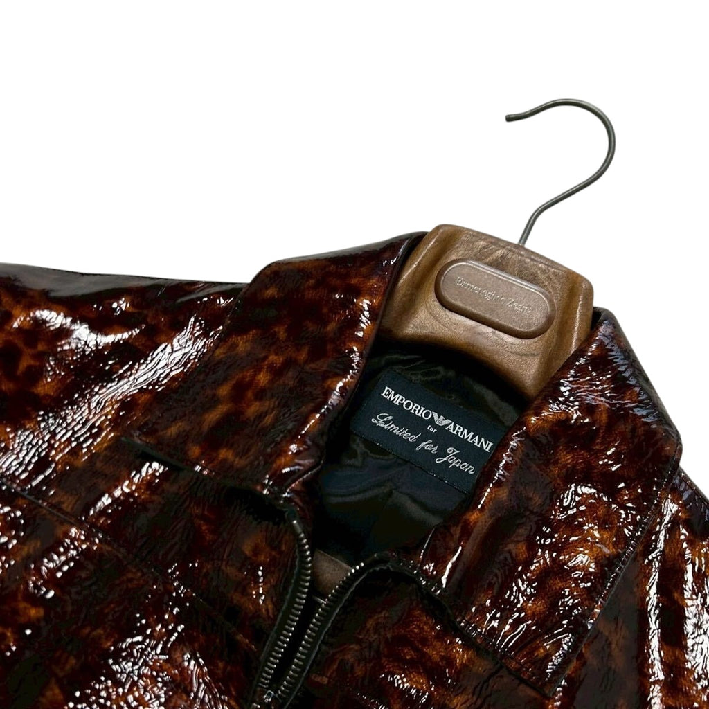 EMPORIO ARMANI Limited Calf Leather Jacket All-Over Pattern Size M