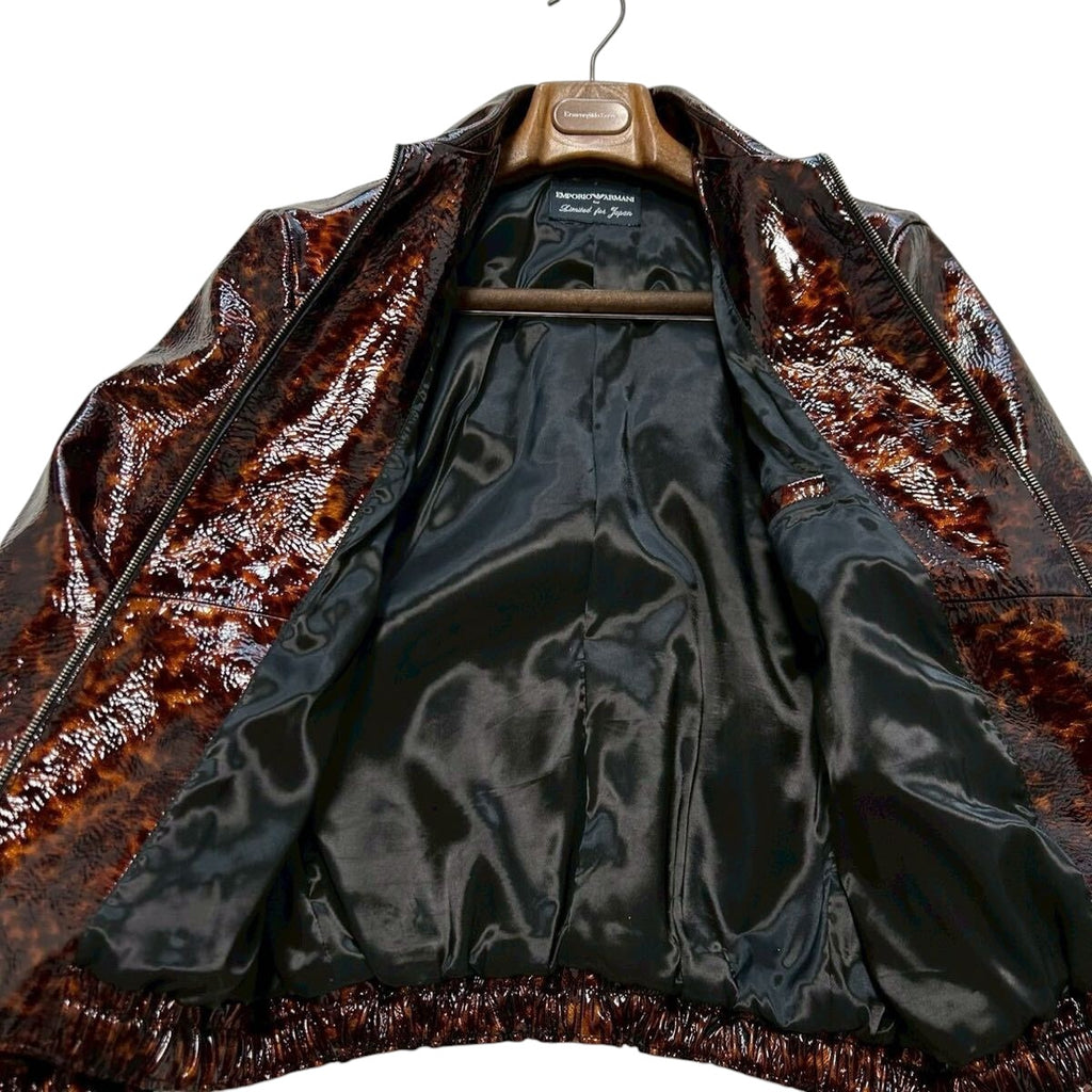 EMPORIO ARMANI Limited Calf Leather Jacket All-Over Pattern Size M