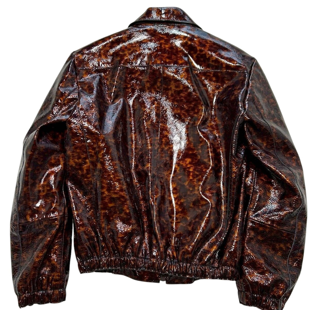 EMPORIO ARMANI Limited Calf Leather Jacket All-Over Pattern Size M