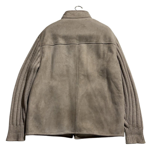 $11000 BRUNELLO CUCINELLI Mouton Suede Leather & Cashmere Sleeve Jacket L