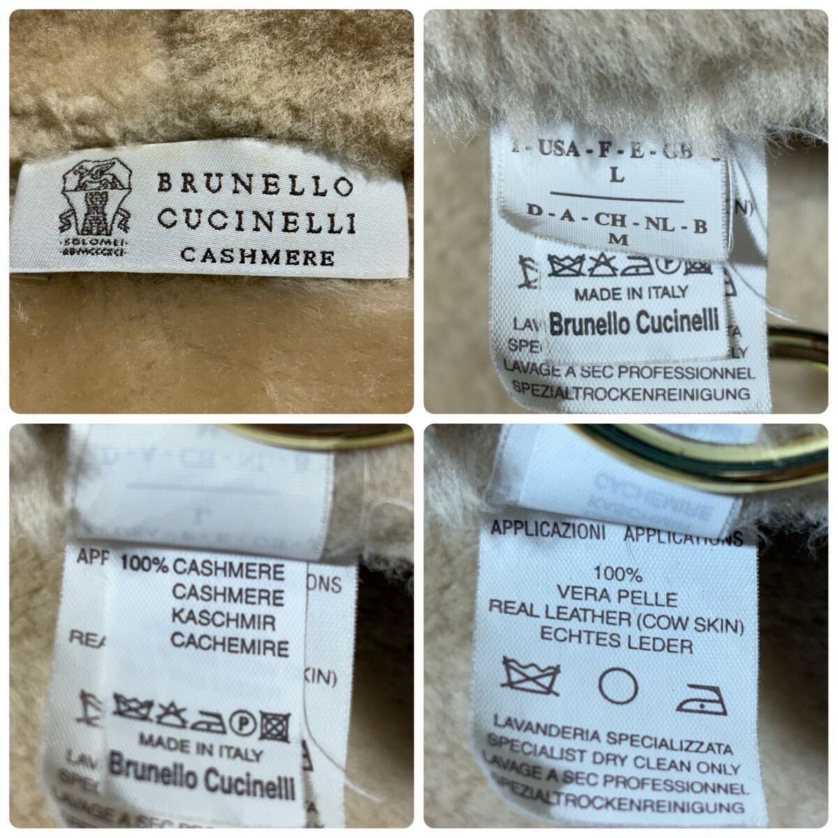 $11000 BRUNELLO CUCINELLI Mouton Suede Leather & Cashmere Sleeve Jacket L