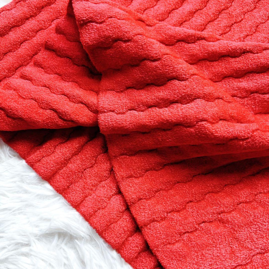 CHANEL Waffle Knit Dress Coco Mark Red Size 44
