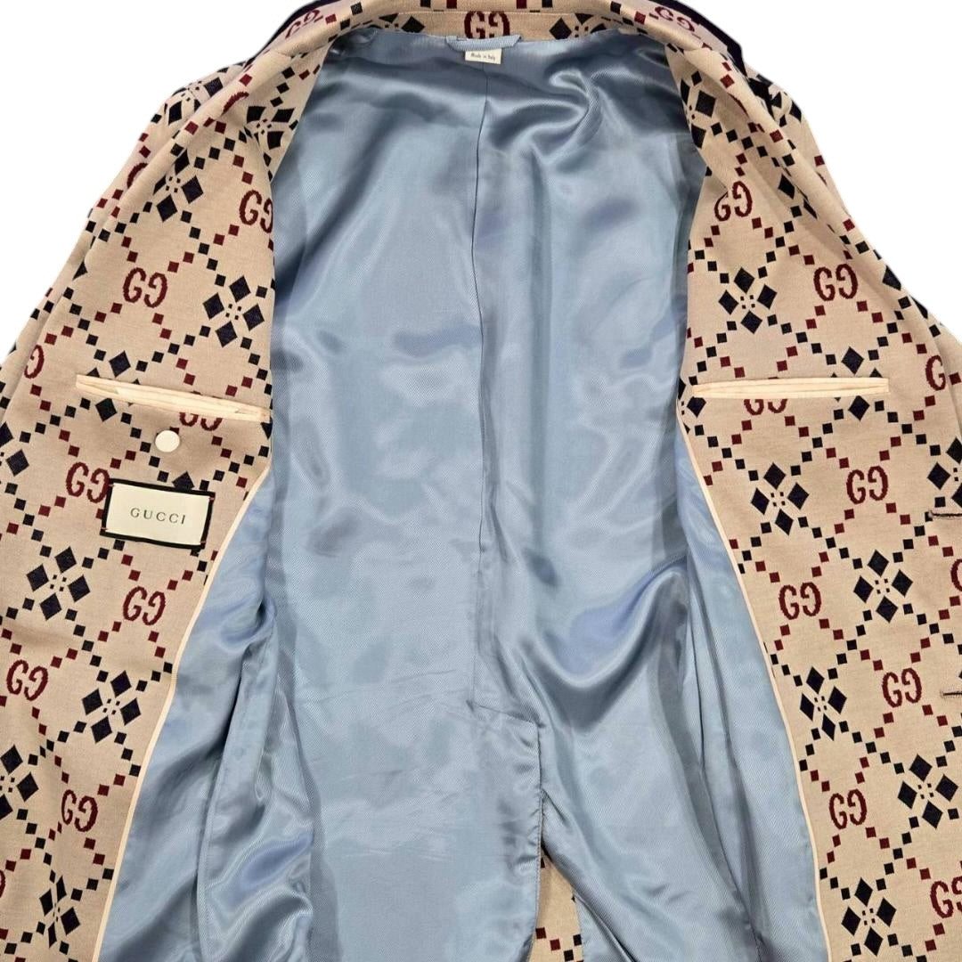 GUCCI GG Pattern Tailored Jacket Beige Size 44