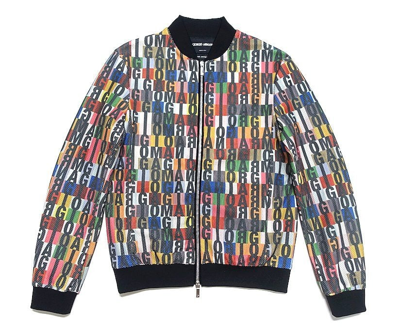 Giorgio Armani Signature Limited Edition All-Over Logo Mesh Bomber Jacket