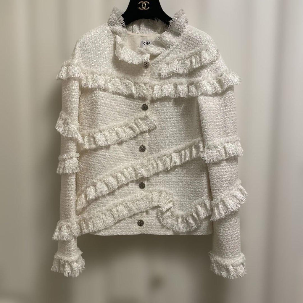CHANEL ツイードジャケット ホワイト サイズ34 — 極美品
