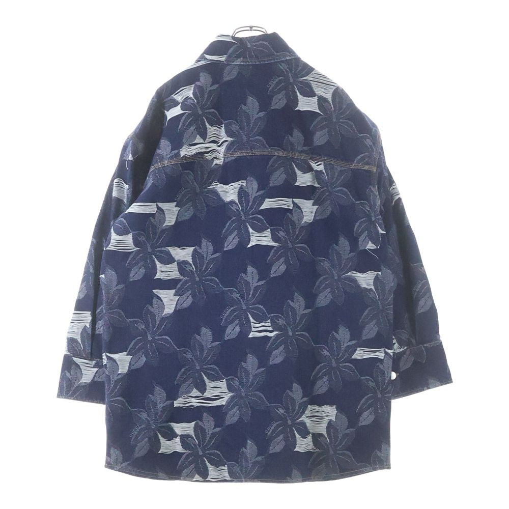 GUCCI 25SS Denim Jacquard Shirt Jacket Floral Indigo Size 52