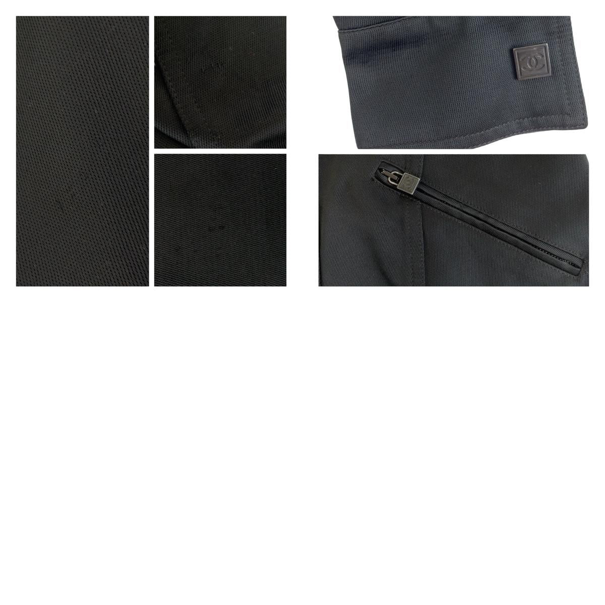 CHANEL Sport Line CC Logo Jacket Black Cotton Silk P29264 Size 34