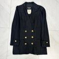 CHANEL Linen Silk Double-Breasted Jacket Black Size 36 — Near Mint
