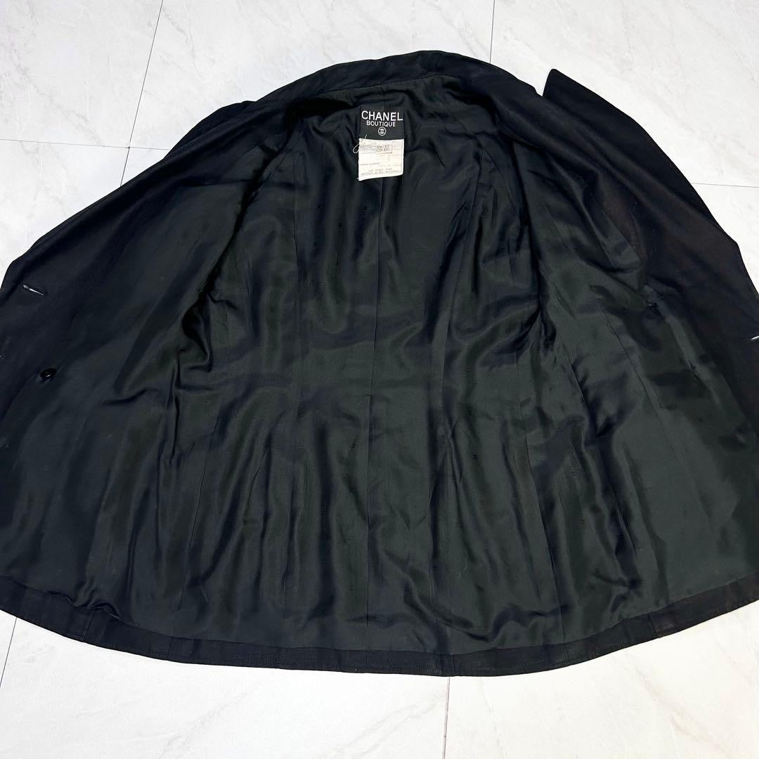 CHANEL Linen Silk Double-Breasted Jacket Black Size 36 — Near Mint