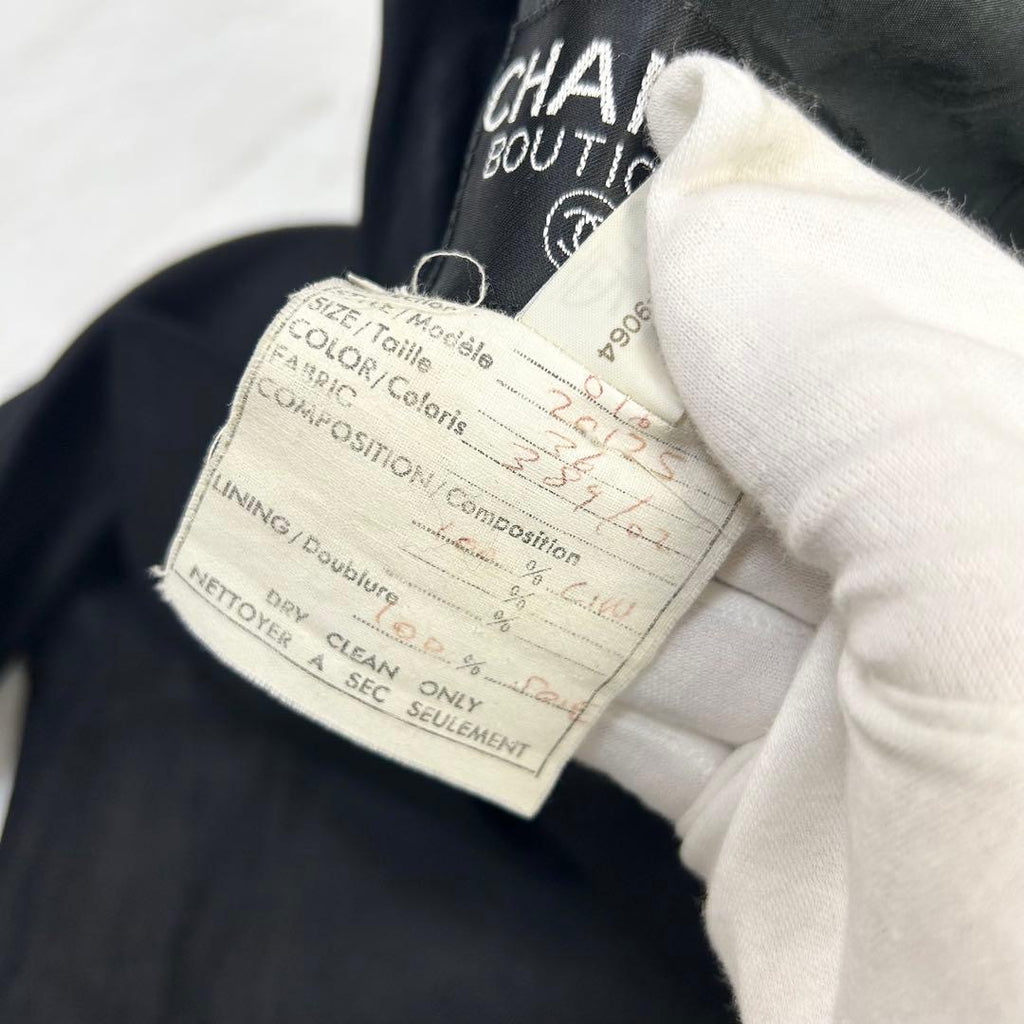 CHANEL Linen Silk Double-Breasted Jacket Black Size 36 — Near Mint