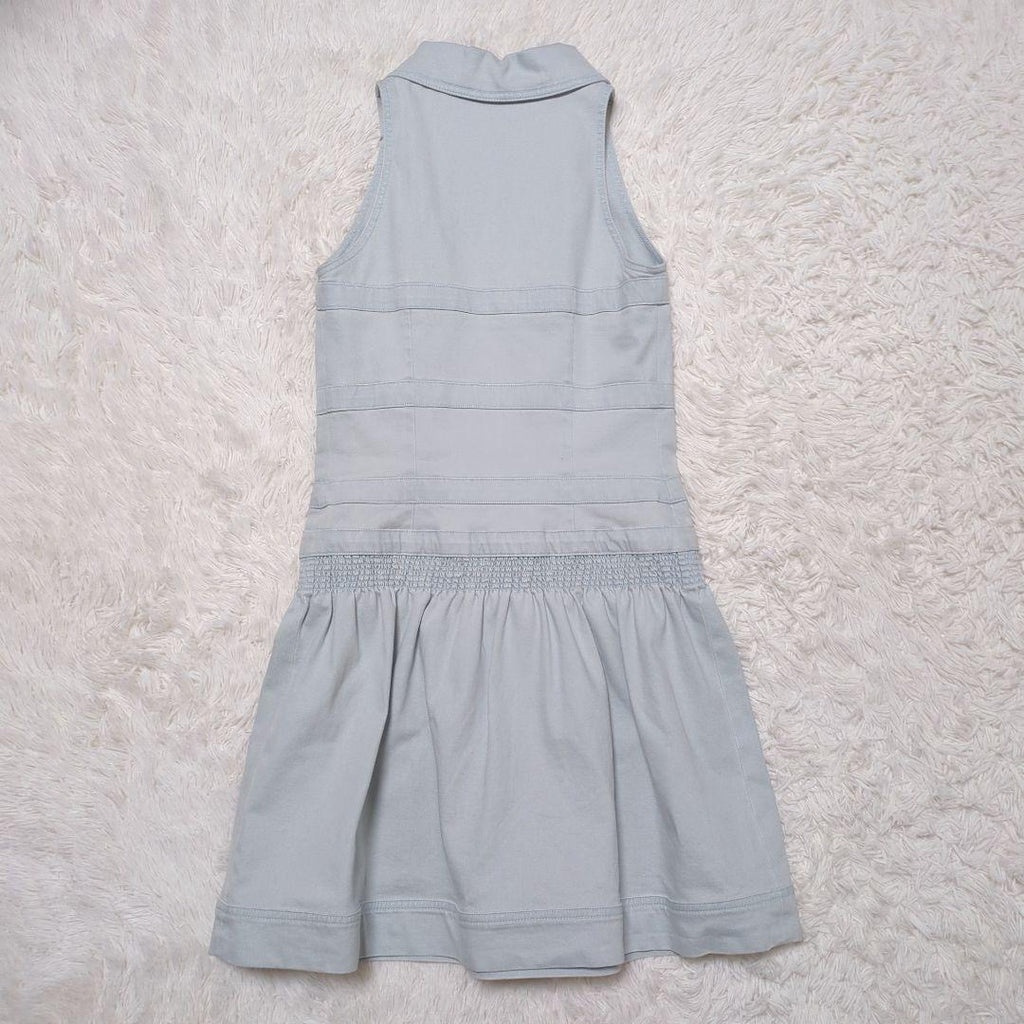 CHANEL Denim CC Logo Sleeveless Frill Dress — Size 38