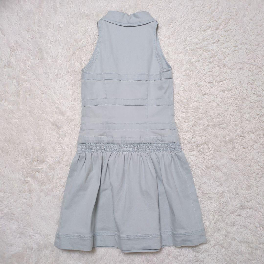CHANEL Denim CC Logo Sleeveless Frill Dress — Size 38