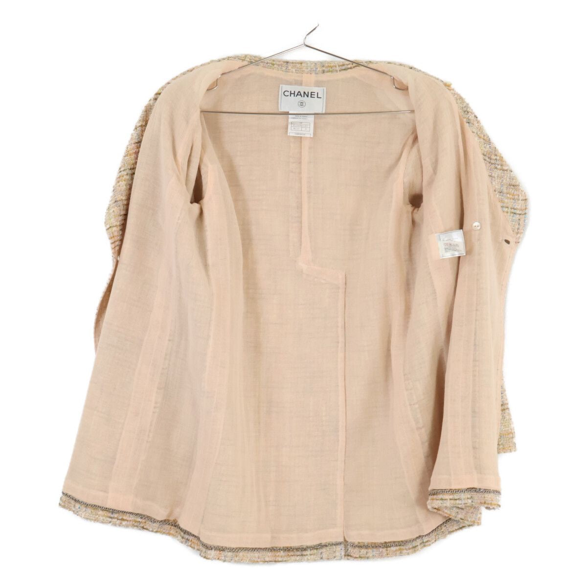 CHANEL 99P Tweed Long Jacket Size 38