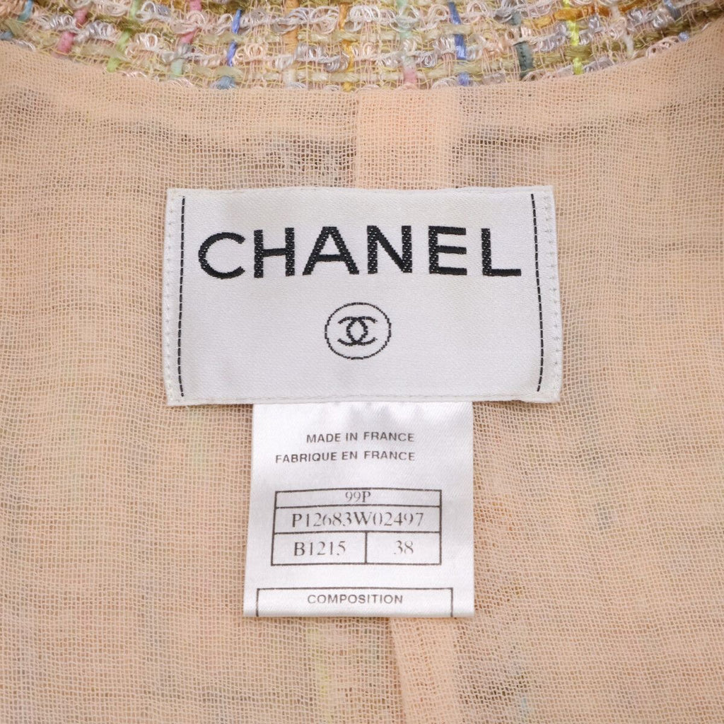 CHANEL 99P Tweed Long Jacket Size 38